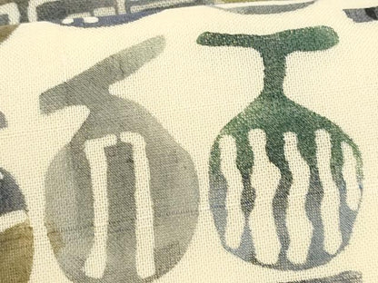 平和屋着物＊松煙染の第一人者　川島草苑　夏物　九寸名古屋帯　紬地　型絵染　成り物　正絹　逸品　CABH8332fb