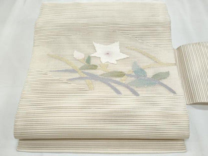 平和屋着物＊夏物　八寸名古屋帯　絽綴れ　桔梗　金糸　正絹　逸品　CABH8340fb