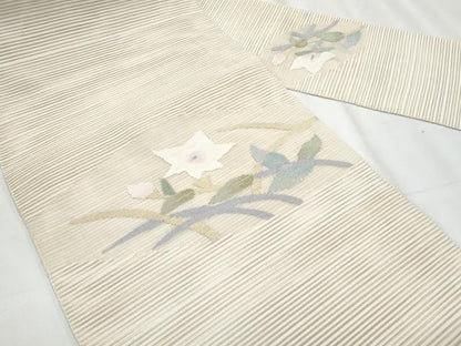平和屋着物＊夏物　八寸名古屋帯　絽綴れ　桔梗　金糸　正絹　逸品　CABH8340fb