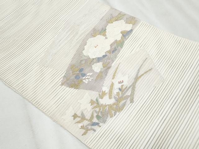 平和屋着物＊夏物　八寸名古屋帯　絽綴れ　草花文　金銀糸　正絹　逸品　CABH8341fb