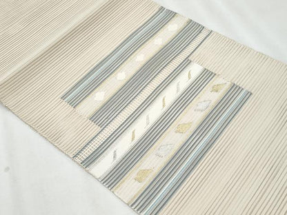 平和屋着物＊夏物　八寸名古屋帯　絽綴れ　横段吉祥文　金銀糸　正絹　逸品　CABH8342fb