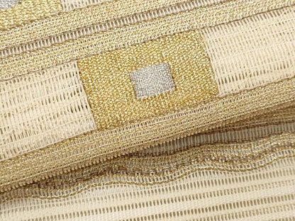 平和屋着物＊夏物　八寸名古屋帯　絽綴れ　横段幾何学文様　金糸　正絹　逸品　CABH8343fb