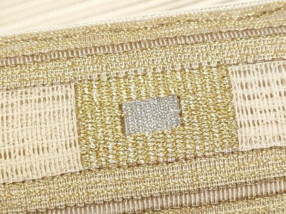 平和屋着物＊夏物　八寸名古屋帯　絽綴れ　横段幾何学文様　金糸　正絹　逸品　CABH8343fb