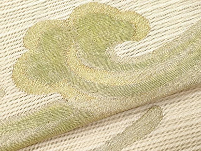平和屋着物＊夏物　八寸名古屋帯　絽綴れ　立波文　金糸　正絹　逸品　CABH8345fb