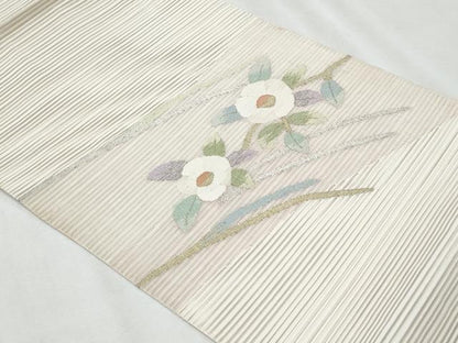 平和屋着物＊夏物　八寸名古屋帯　絽綴れ　枝椿　金銀糸　正絹　逸品　CABH8348fb