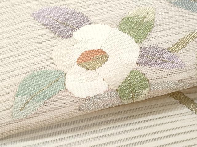 平和屋着物＊夏物　八寸名古屋帯　絽綴れ　枝椿　金銀糸　正絹　逸品　CABH8348fb