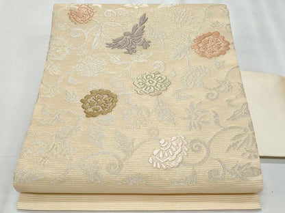 平和屋着物＊夏物　九寸名古屋帯　唐織　更紗花唐草文　正絹　逸品　CABH8353fb