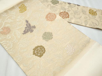 平和屋着物＊夏物　九寸名古屋帯　唐織　更紗花唐草文　正絹　逸品　CABH8353fb