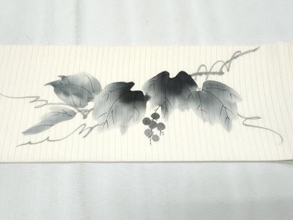 平和屋着物＊夏物　絽塩瀬　九寸名古屋帯　作家物　葡萄蔦の葉文　正絹　逸品　CABH8354fb