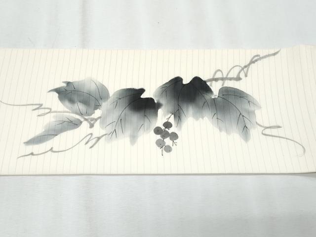 平和屋着物＊夏物　絽塩瀬　九寸名古屋帯　作家物　葡萄蔦の葉文　正絹　逸品　CABH8354fb