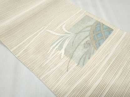 平和屋着物＊夏物　八寸名古屋帯　絽綴れ　籬枝葉文　金銀糸　正絹　逸品　CABH8356fb