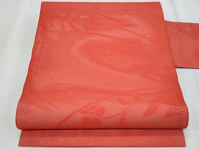 平和屋着物＊夏物　九寸名古屋帯　枝花文　鴇浅葱色　正絹　逸品　CABH8359fb