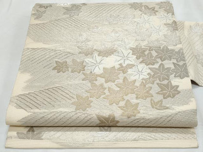平和屋着物＊夏物　九寸名古屋帯　竜田川　銀糸　正絹　逸品　CABH8360fb