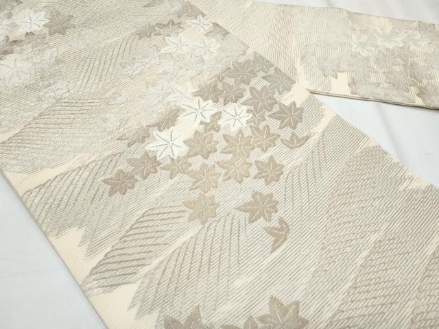 平和屋着物＊夏物　九寸名古屋帯　竜田川　銀糸　正絹　逸品　CABH8360fb