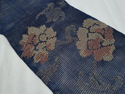 平和屋着物＊夏物　八寸名古屋帯　羅　花唐草文　正絹　逸品　CABH8366fb
