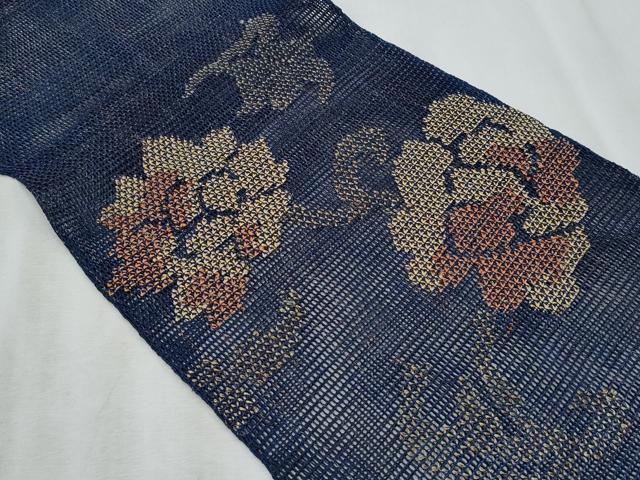 平和屋着物＊夏物　八寸名古屋帯　羅　花唐草文　正絹　逸品　CABH8366fb