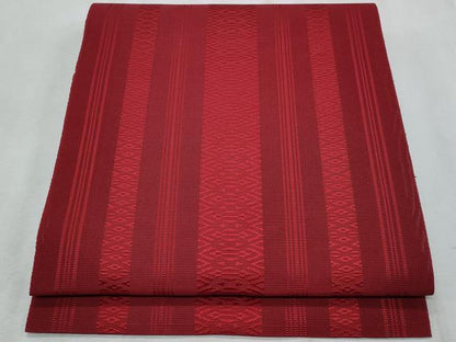 平和屋着物＊夏物　本場筑前博多織　八寸名古屋帯　紗献上　真紅色　正絹　逸品　CABH8377fb