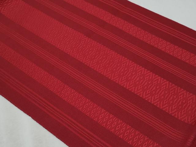 平和屋着物＊夏物　本場筑前博多織　八寸名古屋帯　紗献上　真紅色　正絹　逸品　CABH8377fb