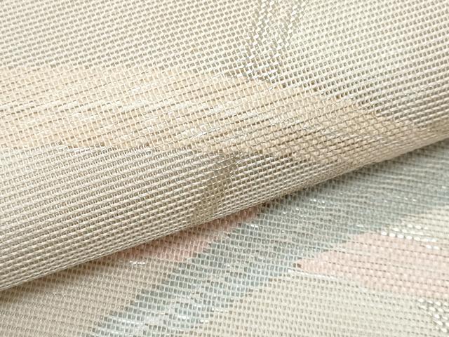 平和屋着物＊夏物　六通柄袋帯　エ霞芝草文　銀糸　正絹　逸品　CABH8384fb