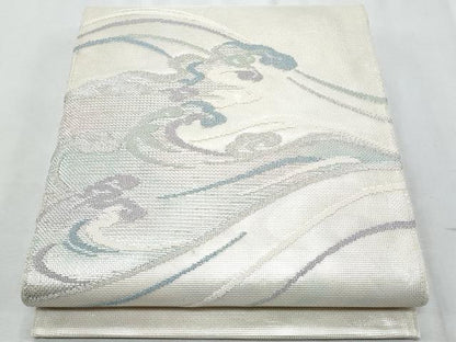 平和屋着物＊夏物　太鼓袋帯　立波文　銀糸　正絹　逸品　CABH8395fb