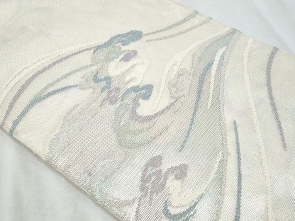 平和屋着物＊夏物　太鼓袋帯　立波文　銀糸　正絹　逸品　CABH8395fb