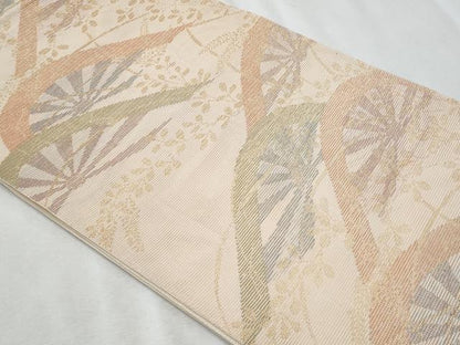 平和屋着物＊夏物　六通柄袋帯　片輪車萩文　金糸　正絹　逸品　CABH8398fb
