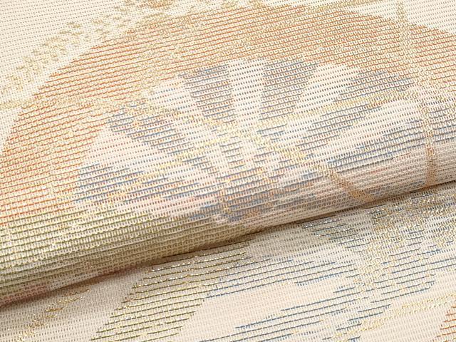 平和屋着物＊夏物　六通柄袋帯　片輪車萩文　金糸　正絹　逸品　CABH8398fb
