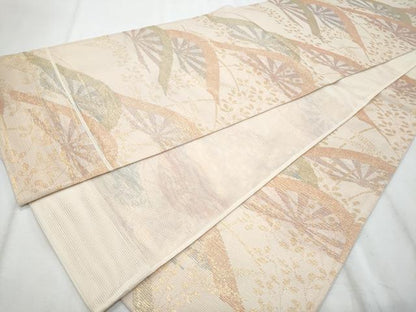 平和屋着物＊夏物　六通柄袋帯　片輪車萩文　金糸　正絹　逸品　CABH8398fb