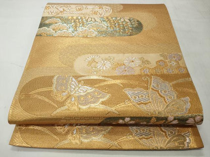 平和屋着物◎六通柄袋帯　霞取有職文　金銀糸　正絹　逸品　CABH8452qe