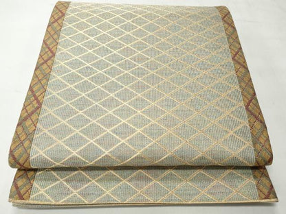 平和屋着物◎六通柄袋帯　菱格子文　金糸　正絹　逸品　CABH8453qe
