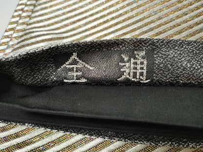 平和屋着物◎全通柄袋帯　斜線文様　金銀糸　正絹　逸品　未使用　CABH8455qe