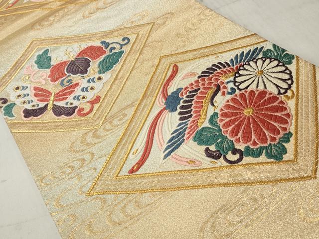 平和屋着物◎六通柄袋帯　唐織　鳳凰流水花文　金糸　正絹　逸品　CABH8458qe