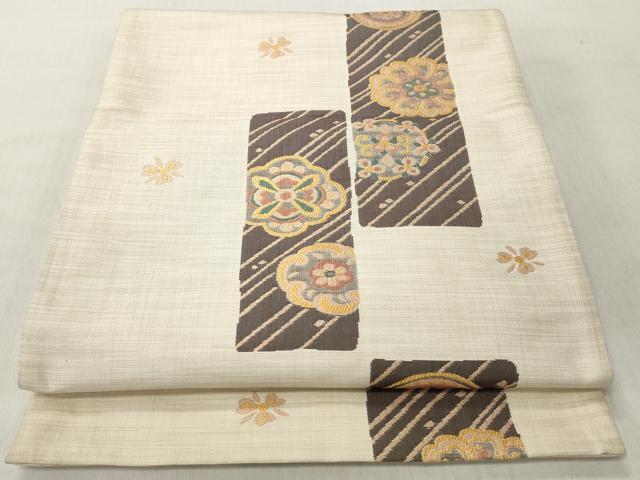 平和屋着物◎六通柄袋帯　花散らし文　正絹　逸品　CABH8469qe