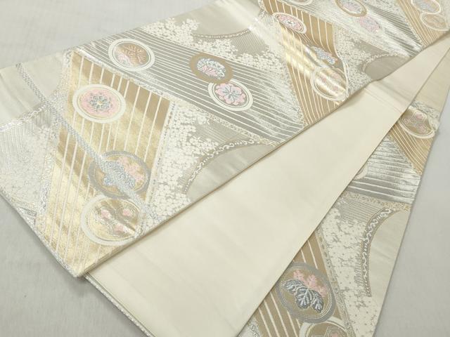 平和屋着物◎六通柄袋帯　舞蝶花丸文　金銀糸　正絹　逸品　CABH8474qe