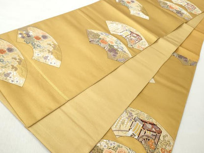 平和屋着物◎六通柄袋帯　唐織　能装扇面　古代九百錦　金糸　正絹　逸品　CABH8475qe