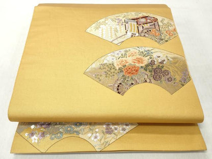 平和屋着物◎六通柄袋帯　唐織　能装扇面　古代九百錦　金糸　正絹　逸品　CABH8475qe