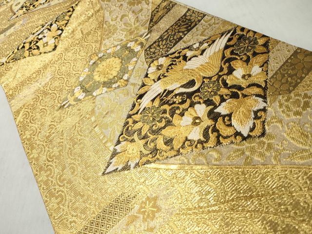 平和屋着物◎六通柄袋帯　飛鶴花唐草文　金糸　正絹　逸品　CABH8477qe