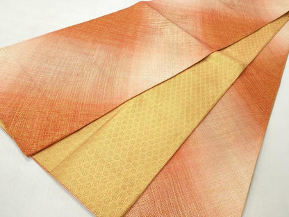 平和屋着物◎全通柄袋帯　霞文　金糸　正絹　逸品　CABH8480qe