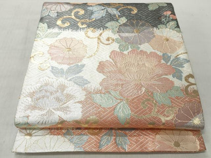 平和屋着物◎六通柄袋帯　吉祥花唐草文　金銀糸　正絹　逸品　CABH8494qe