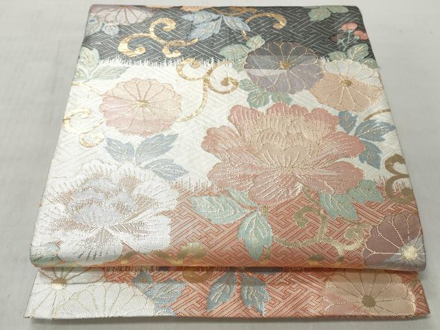 平和屋着物◎六通柄袋帯　吉祥花唐草文　金銀糸　正絹　逸品　CABH8494qe