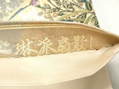 平和屋着物◎六通柄袋帯　唐織　琳派扇散らし　金糸　引箔　正絹　逸品　未使用　CABH8495qe