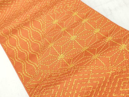 平和屋着物◎本場筑前博多織　半幅帯　吉祥文様　証紙付き　正絹　逸品　CABH8516qe