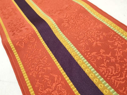 平和屋着物◎本場筑前博多織　半幅帯　花間道　正絹　逸品　CABH8517qe