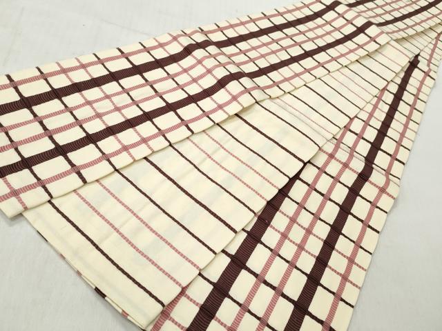 平和屋着物◎両面　半幅帯　吉野間道　綿　正絹　逸品　CABH8560qe