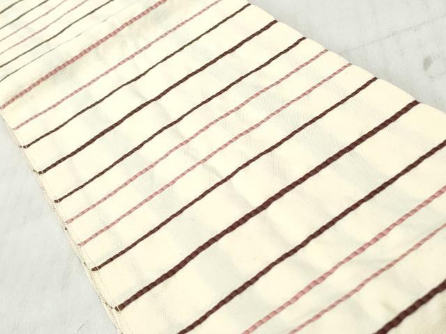 平和屋着物◎両面　半幅帯　吉野間道　綿　正絹　逸品　CABH8560qe