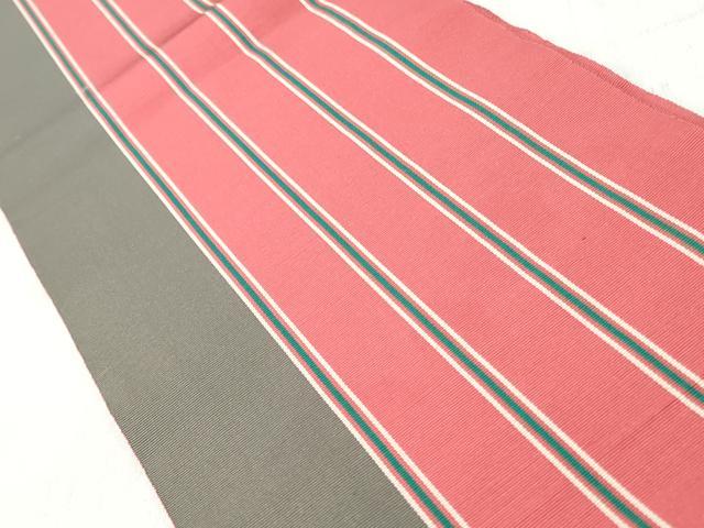 平和屋着物◎本場筑前博多織　半幅帯　間道　正絹　逸品　CABH8572qe