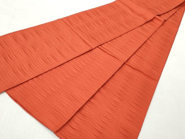 平和屋着物◎半幅帯　よろけ縞　紅緋色　正絹　逸品　CABH8574qe