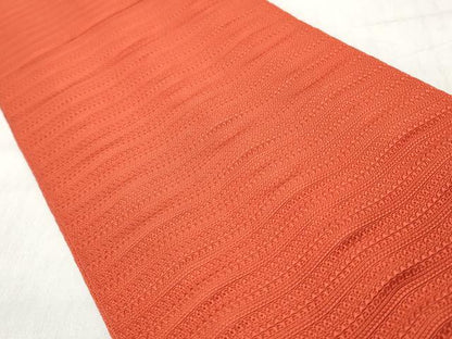 平和屋着物◎半幅帯　よろけ縞　紅緋色　正絹　逸品　CABH8574qe
