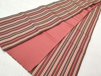 平和屋着物◎本場筑前博多織　半幅帯　間道　正絹　逸品　CABH8575qe