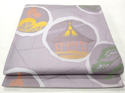 平和屋着物◎六通柄袋帯　風景丸文　正絹　逸品　CABH8589qe